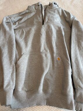 Carhartt Men’s Light Gray Quarter-Zip Hooded Sweatshirt